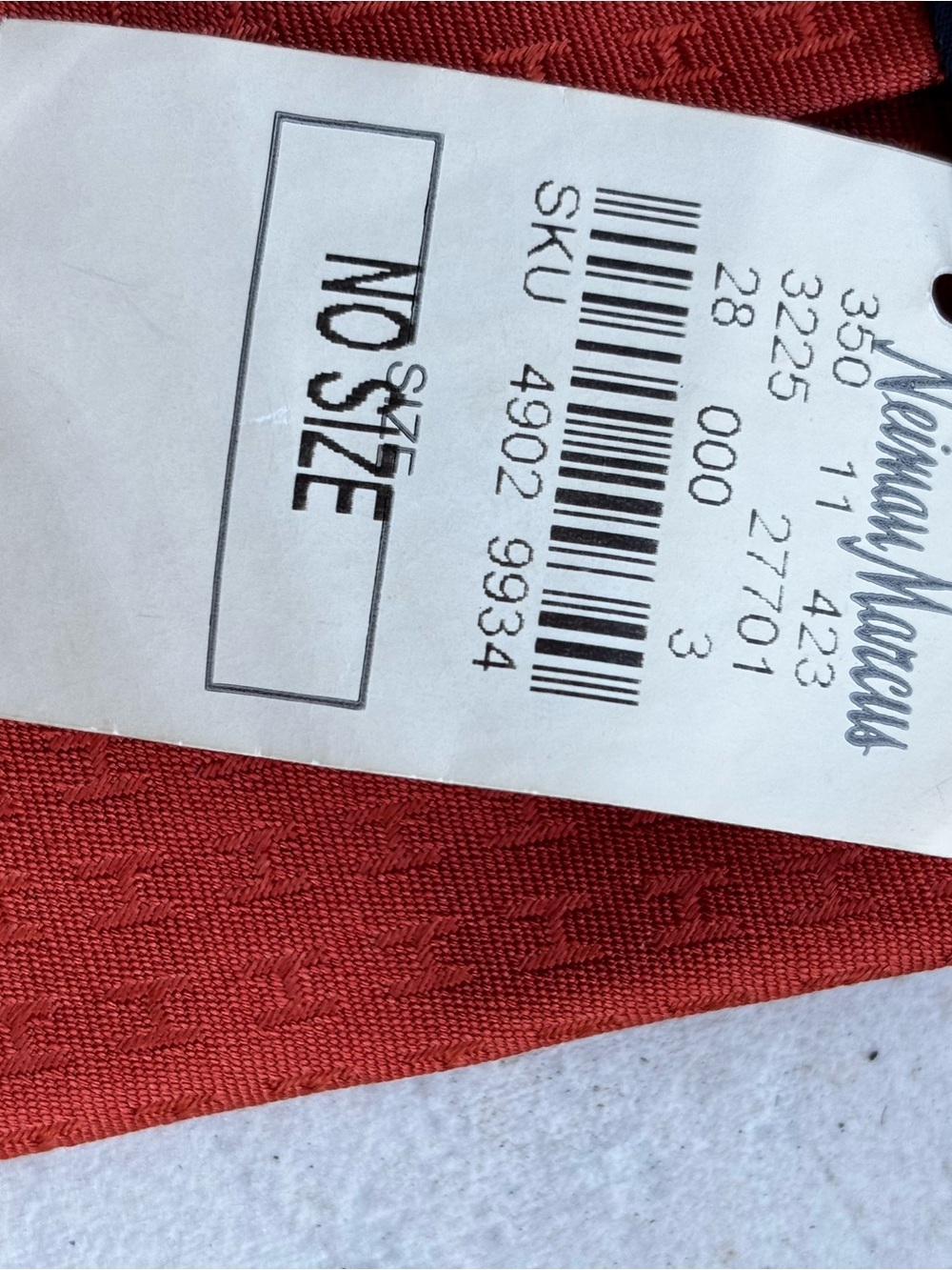 Hermes Neiman Marcus Burnt Orange Silk Tie with Woven H Motif - Picture 13 of 16